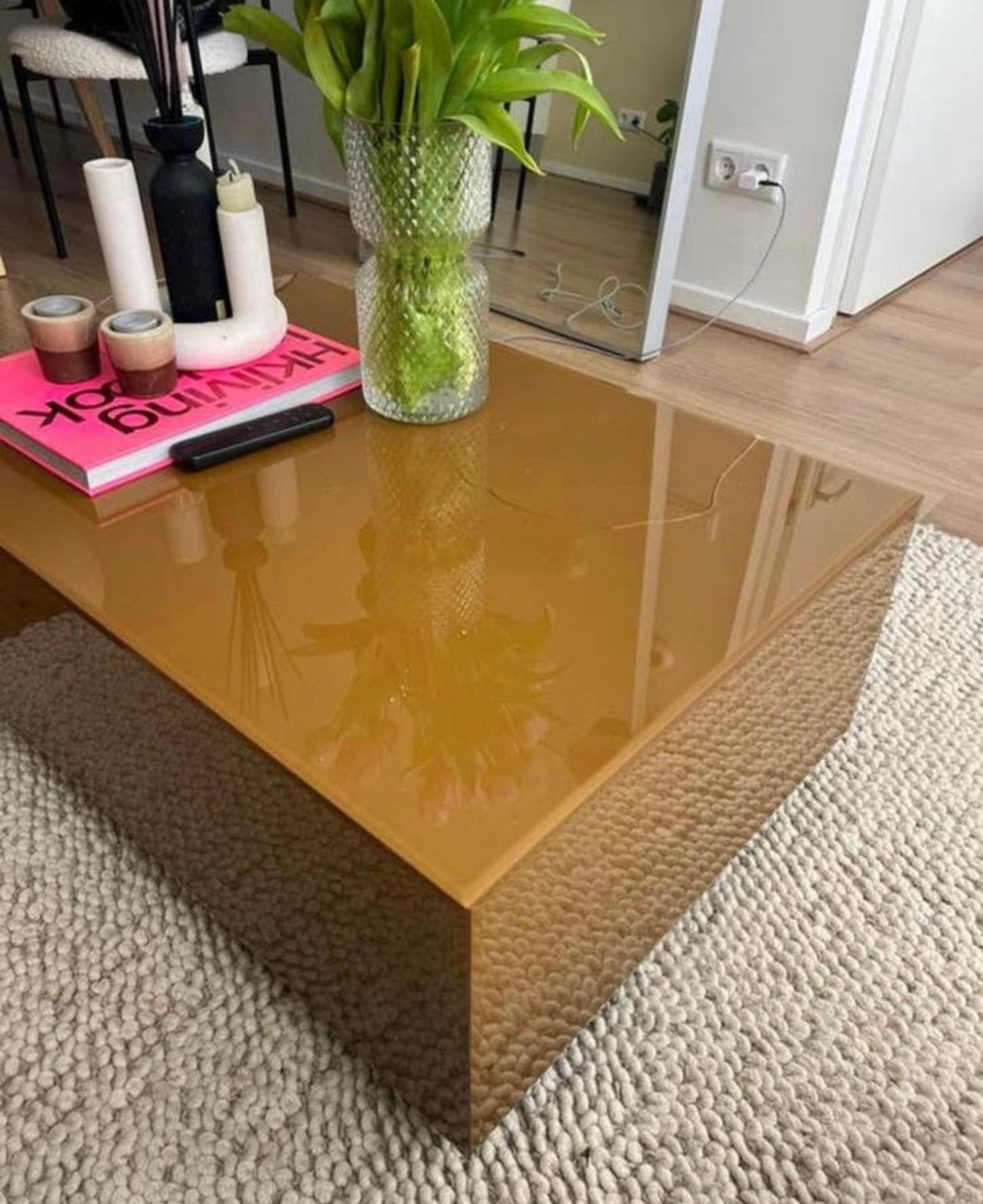 Hk living mirror salon tafel (met scheur), Ophalen, 50 tot 100 cm, Minder dan 50 cm, Rechthoekig