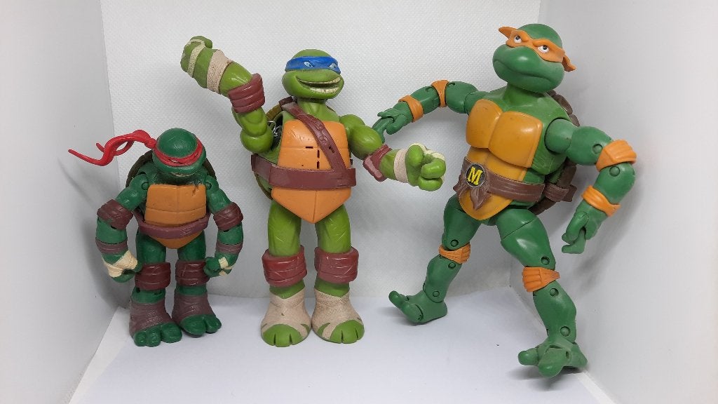 Partij van 3 TNMT Teenage Mutant Ninja Turtles figuren, Ophalen of Verzenden, Gebruikt