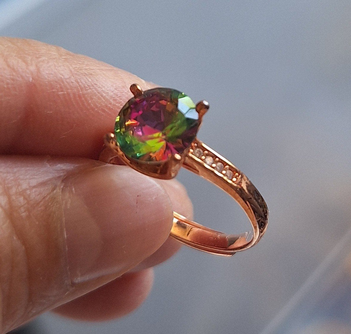 Mooi ring Rosé goud op zilver 925 met mooi steen, Nieuw, Ophalen of Verzenden, Dame, Goud