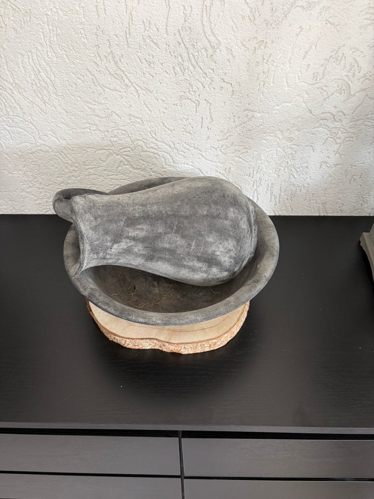 Mooie schaal  met kan van beton look, Ophalen, Zo goed als nieuw, Rond