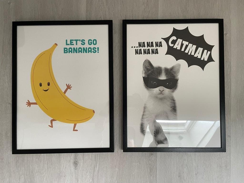 2 posters inclusief zwarte lijsten 30x40 cm, Ophalen of Verzenden, Zo goed als nieuw, Hout