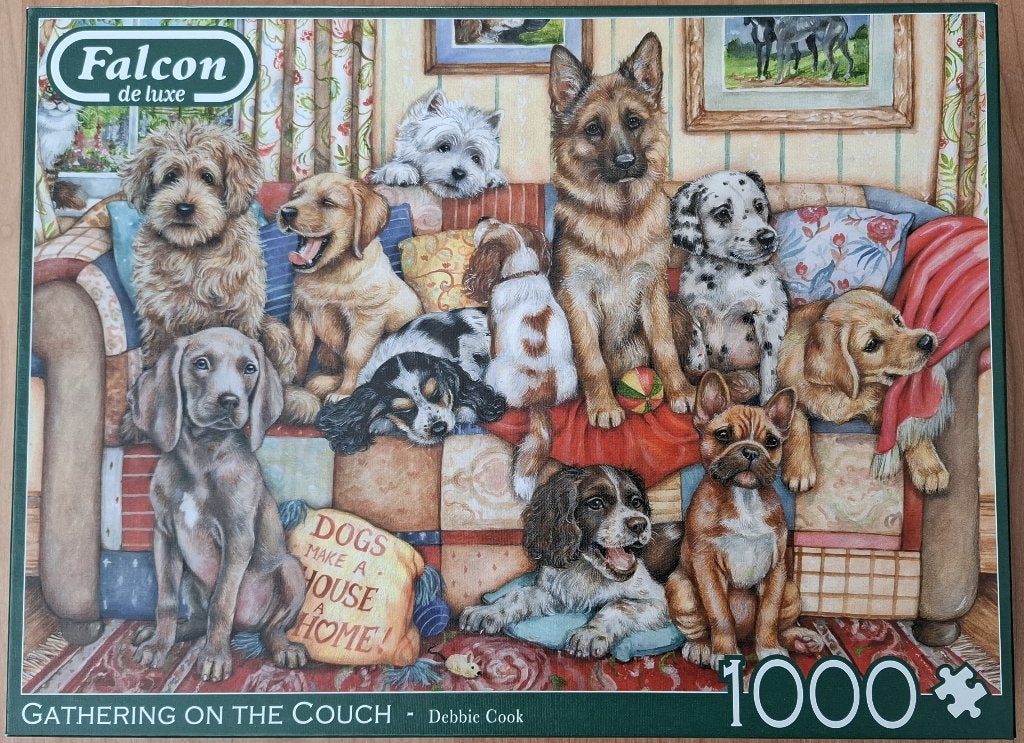 Puzzel -Falcon -Gathering On The Couch -Honden 1000 stukjes, Ophalen, 500 t/m 1500 stukjes, Zo goed als nieuw, Legpuzzel