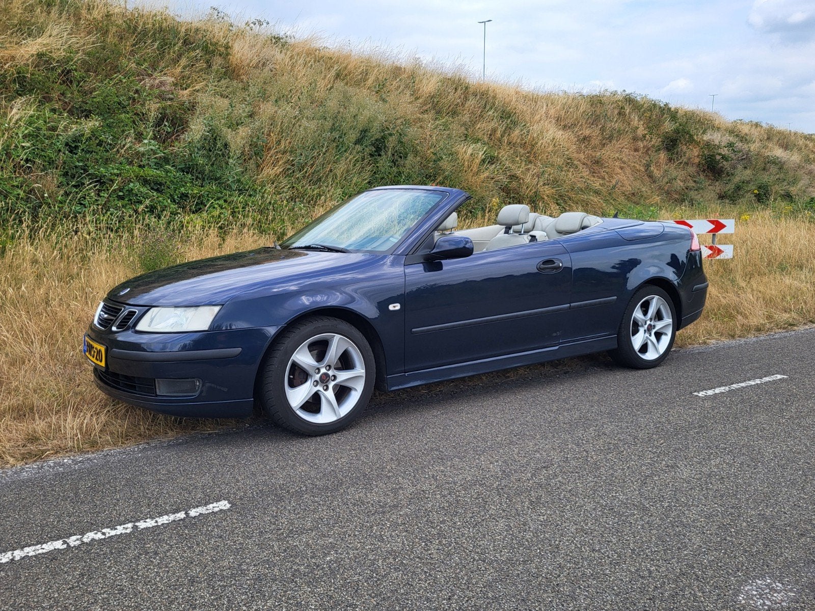 Saab 9-3 1.8 T Cabrio 2005 Blauw nieuwe APK, Auto's, Voorwielaandrijving, 1998 cc, Beige, 4 cilinders