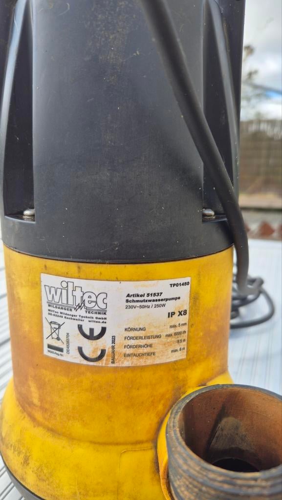 Automatische Dompelpomp Wiltec TP01450 - 250W, Ophalen of Verzenden, Gebruikt, Elektrisch, Dompelpomp