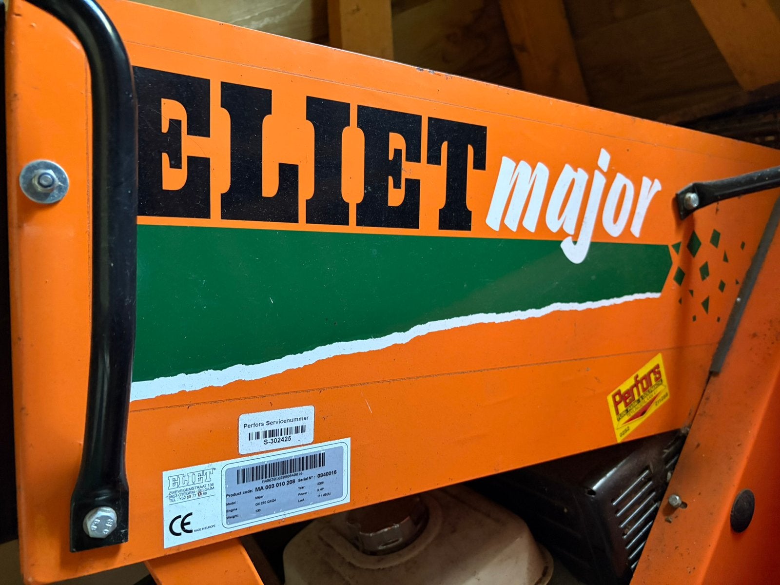 Eliet major houthakselaar met Honda benzine motor, Tuin en Terras, Hakselaars, Ophalen, Zo goed als nieuw, Benzine