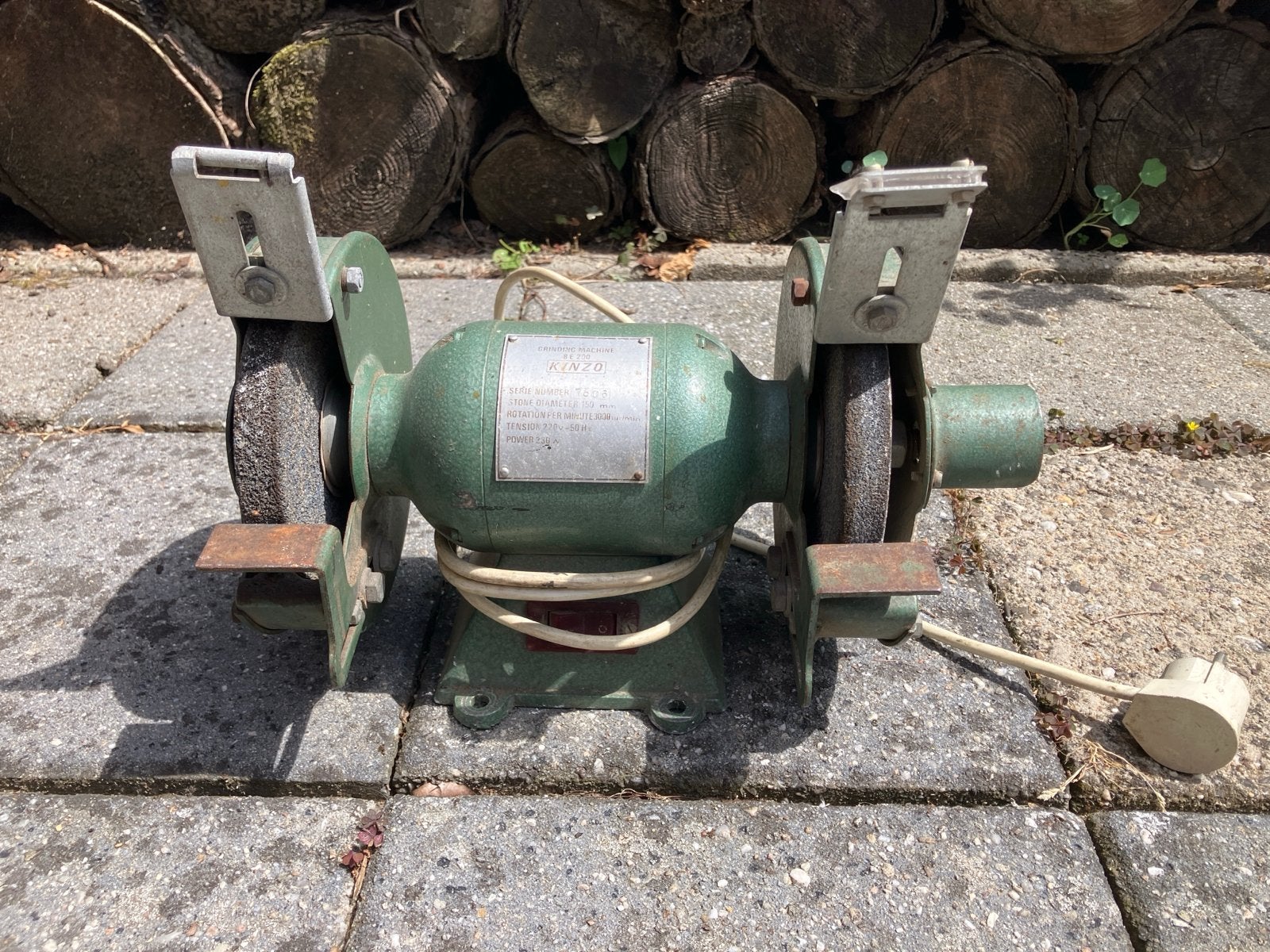 Vintage Kinzo Werkbankslijpmachine - Groen, Ophalen of Verzenden, Gebruikt, Minder dan 700 watt, Werkbankslijpmachine