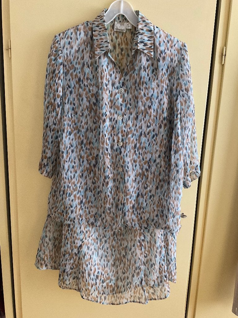 2-piece, rok en blouse, Blauw, Maat 46/48 (XL) of groter, Ophalen of Verzenden, Zo goed als nieuw
