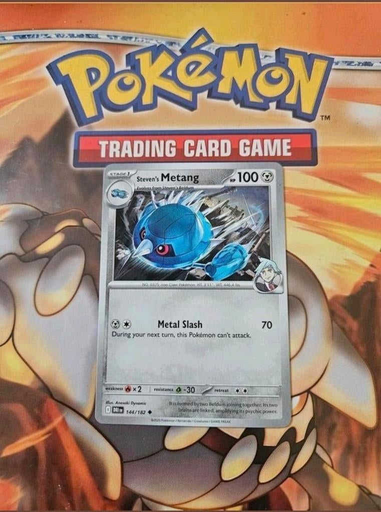 Steven's Metang 144/182 Destined Rivals pokemon kaart nm, Ophalen of Verzenden, Zo goed als nieuw, Losse kaart