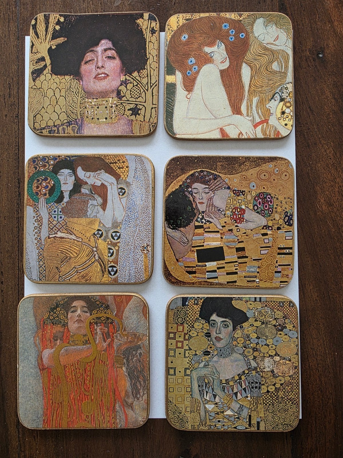 6 Gustav Klimt Onderzetters - Hittebestendig & Kurk, Ophalen of Verzenden, Glasonderzetter