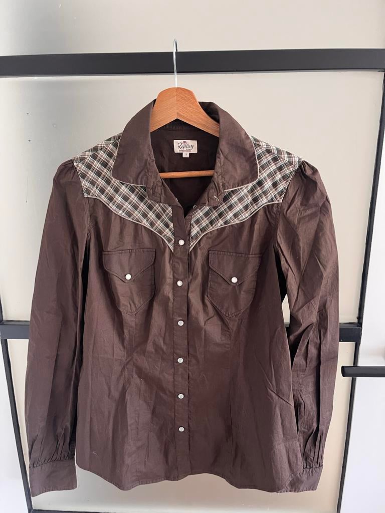 Replay Blouse Maat S - Bruin, Ophalen of Verzenden, Zo goed als nieuw, Maat 36 (S), Bruin