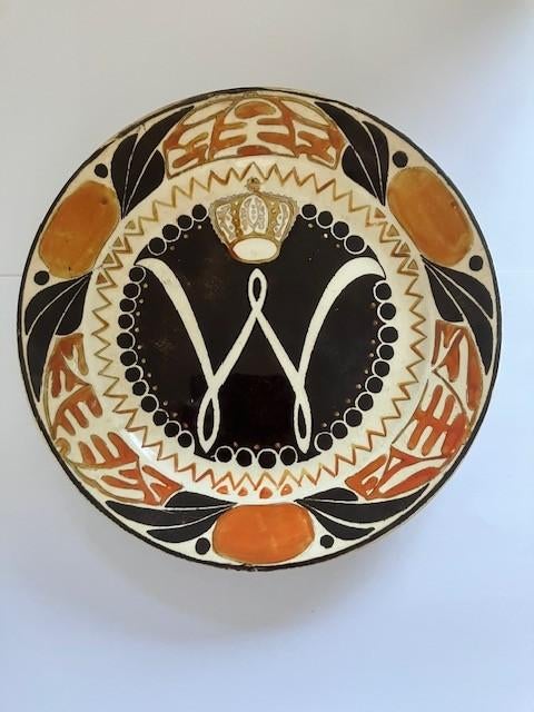 Antiek wandbord, Inhuldiging Koningin Wilhelmina 1898, Verzamelen, Koninklijk Huis en Royalty, Ophalen of Verzenden, Gebruikt