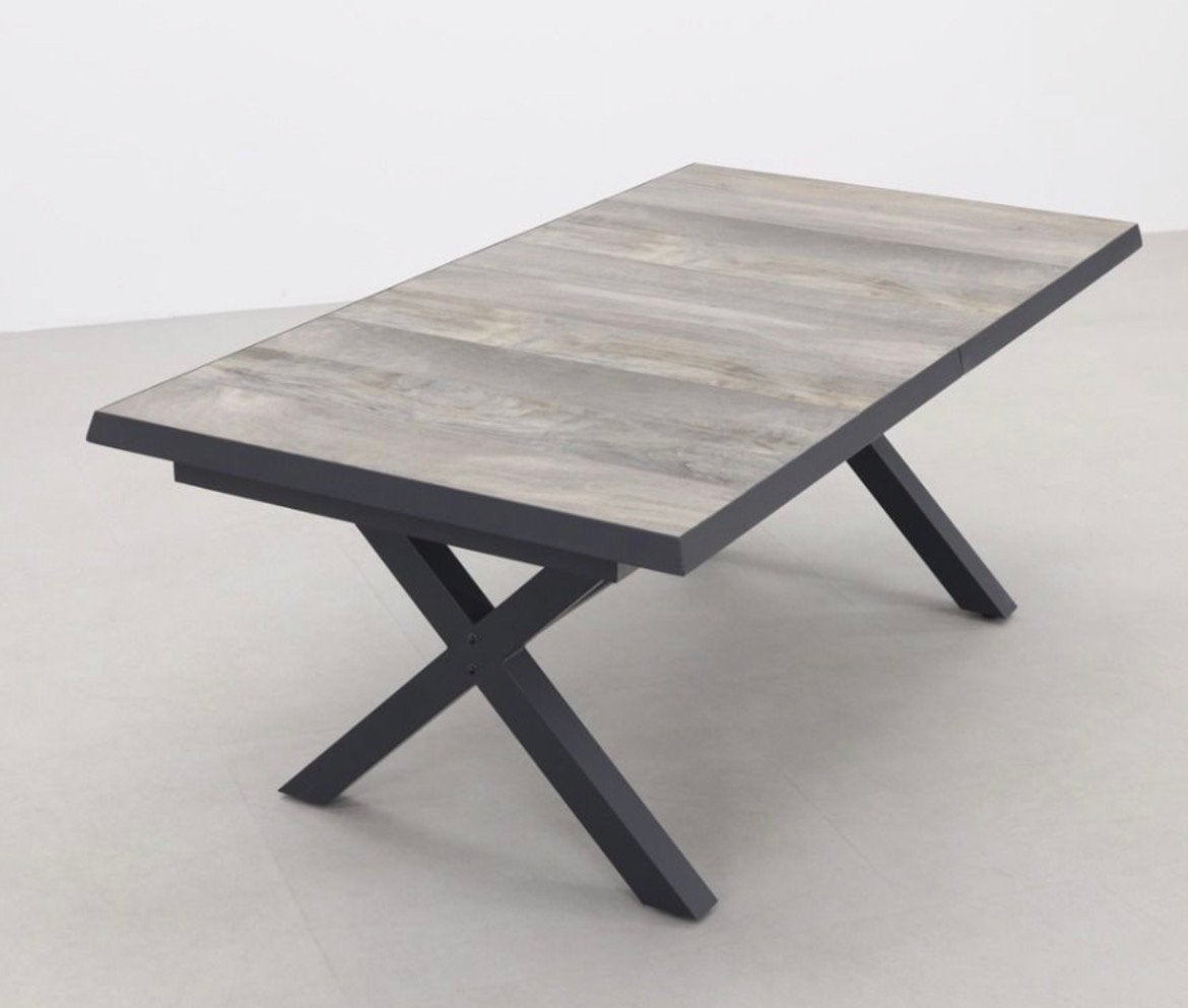 uitschuifbare tuintafel met stenen blad  (ottowa), Ophalen, Zo goed als nieuw, Rechthoekig, 200 cm of meer