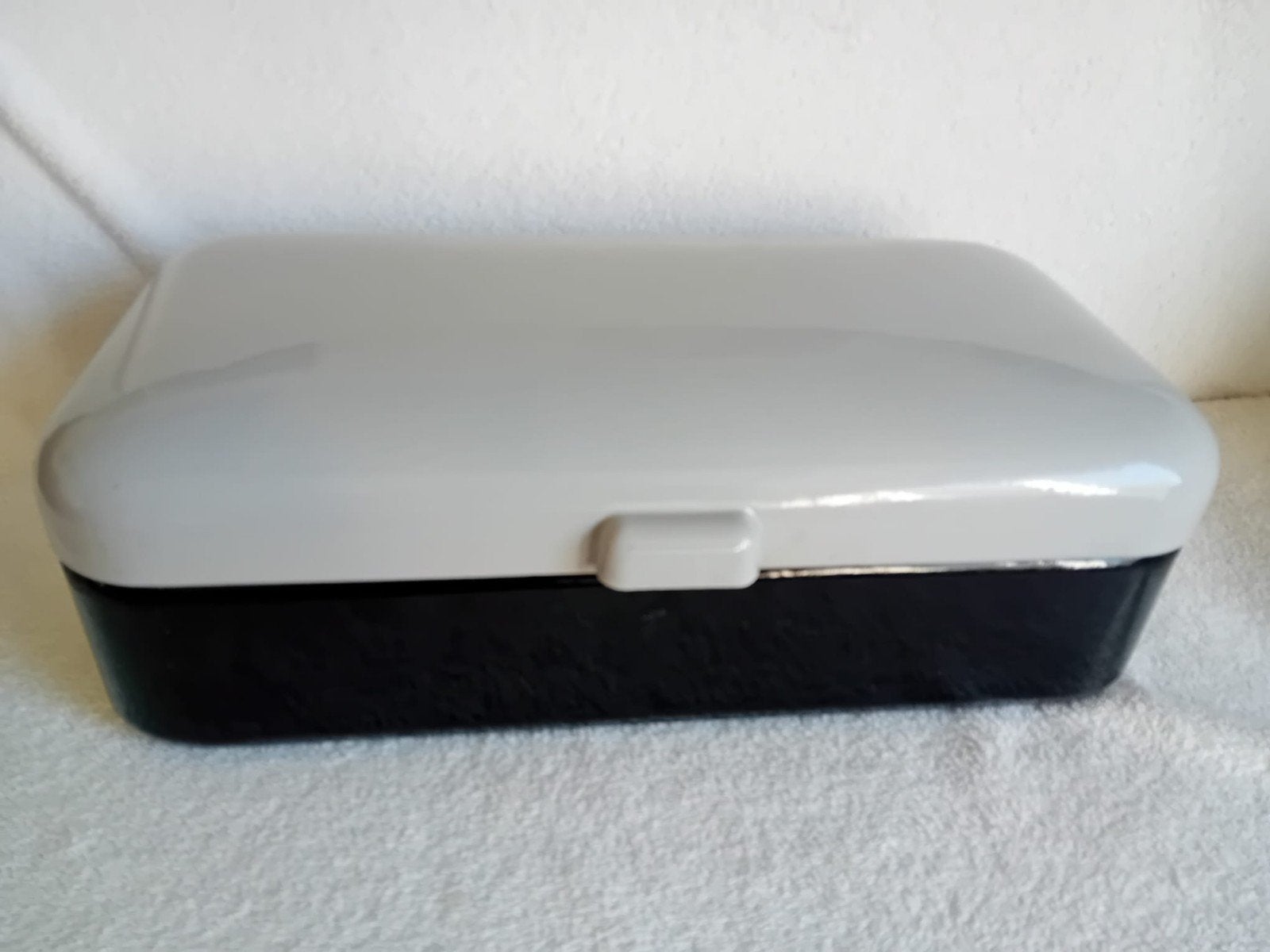Zwart grijs emaille retro broodtrommel perfecte staat, Ophalen of Verzenden, Overige materialen, Overige stijlen, Overige typen