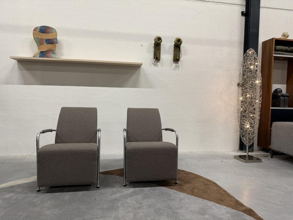 2 als nieuw Gelderland 6420 fauteuil stof Design stoel, Huis en Inrichting, Ophalen of Verzenden, Zo goed als nieuw, Info@gelderlanddesign.com