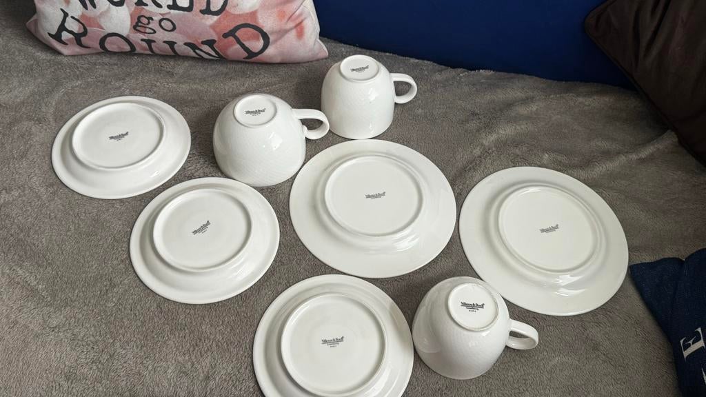 Villeroy & Boch Luxembourg ontbijtset porselein, Huis en Inrichting, Keuken | Servies, Gebruikt, Kop(pen) en/of Schotel(s), Effen