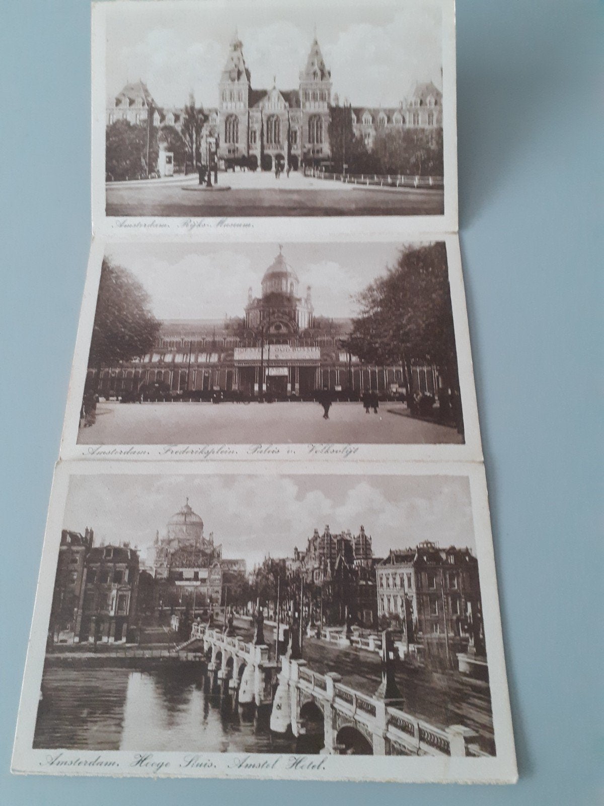 Oude ansichtkaarten Amsterdam: Rijksmuseum, Paleis, Amstel, Verzamelen, Ophalen of Verzenden, Voor 1920, Gelopen, Noord-Holland