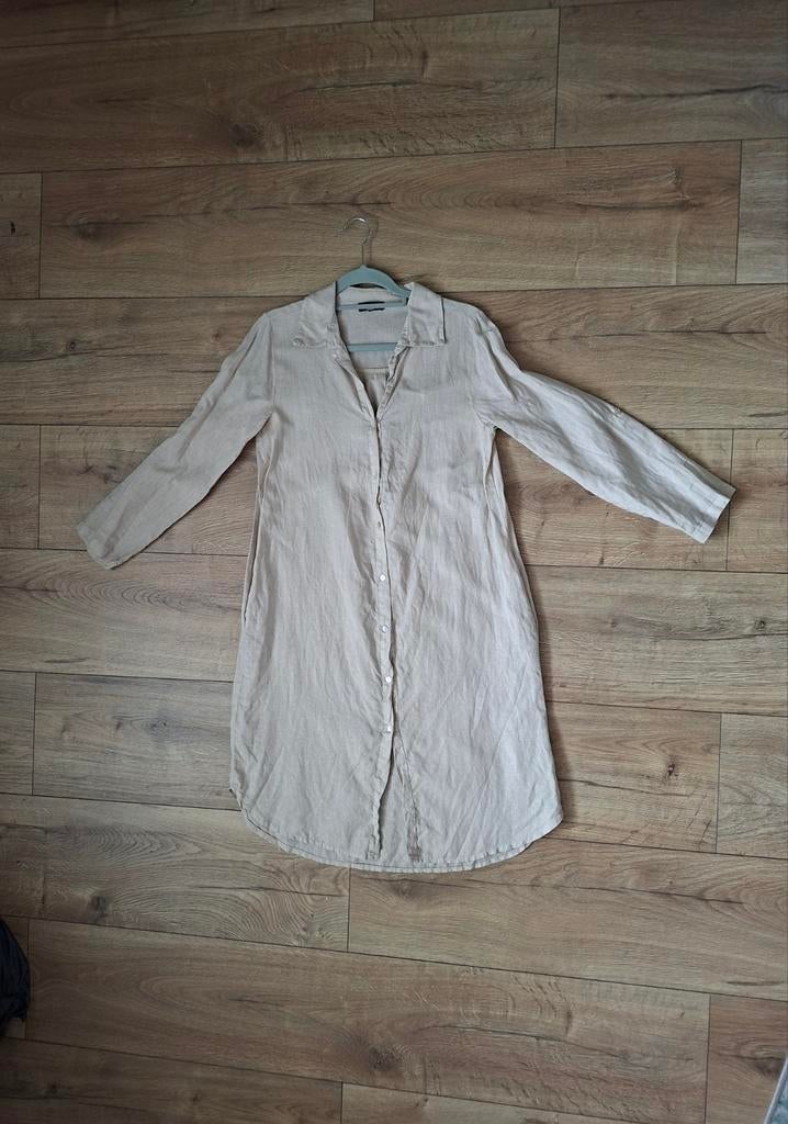 Perla Nera linnen jurk M, Kleding | Dames, Jurken, Beige, Ophalen of Verzenden, Zo goed als nieuw, Onder de knie