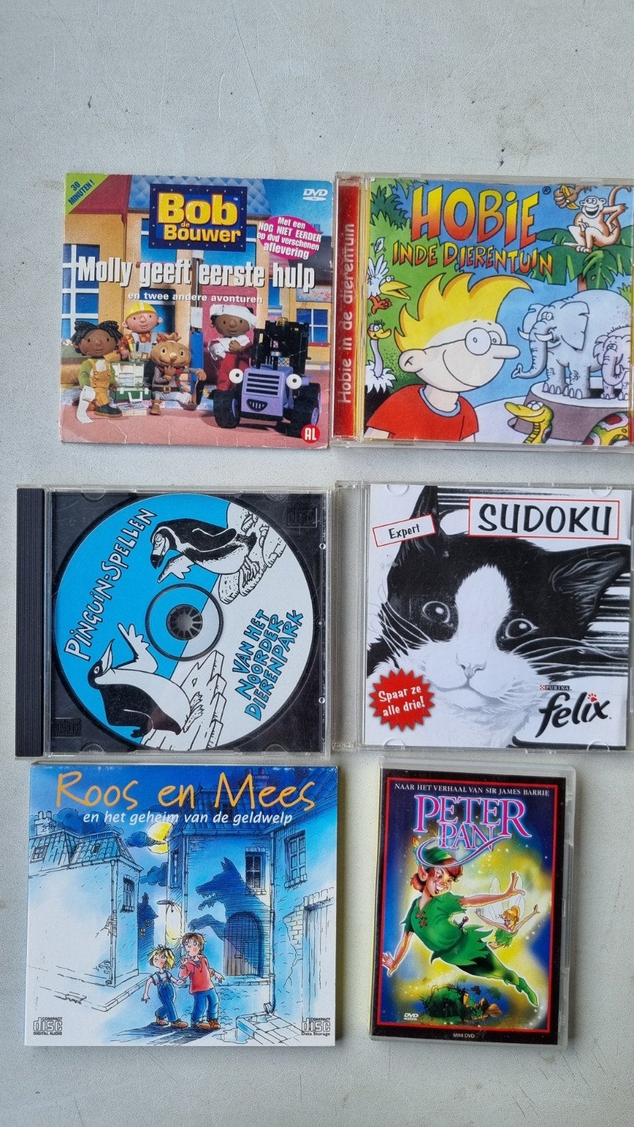 Diverse Kinder DVD's en CD-ROM's - Bob de Bouwer, Peter Pan, Gebruikt, Animatie, Alle leeftijden, Nederlands