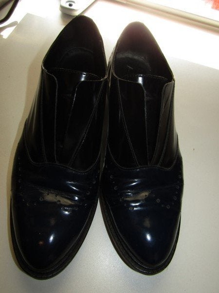 F1481 CARA ROSA 39 instappers zwart blauw brogues leer, Kleding | Dames, Verzenden, Zo goed als nieuw, Cara Rosa, Instappers
