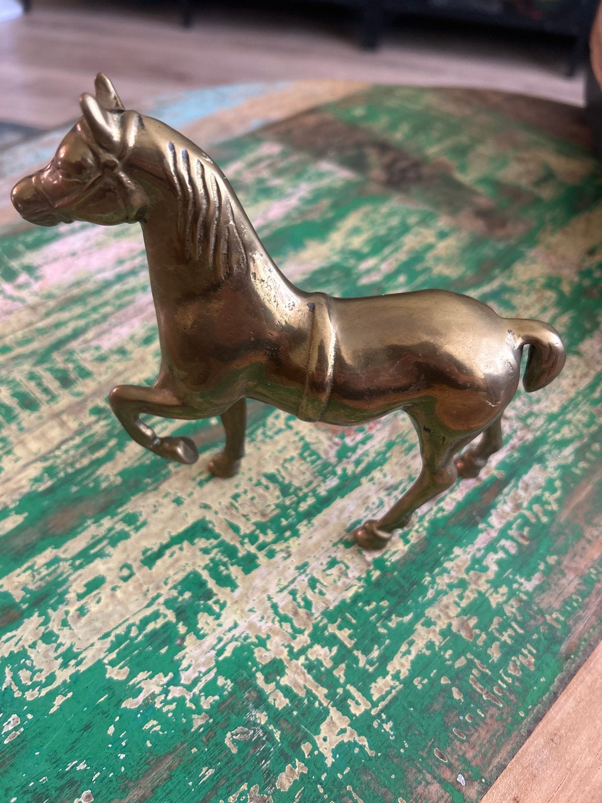 Vintage messing paardje - decoratief beeldje, Ophalen of Verzenden, Brons