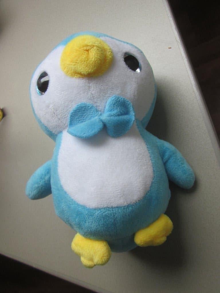 Lichtblauw wit superzacht pluch pinguïn knuffel glitter ogen, Pinguïn, Overige merken, Overige karakters, Ophalen of Verzenden