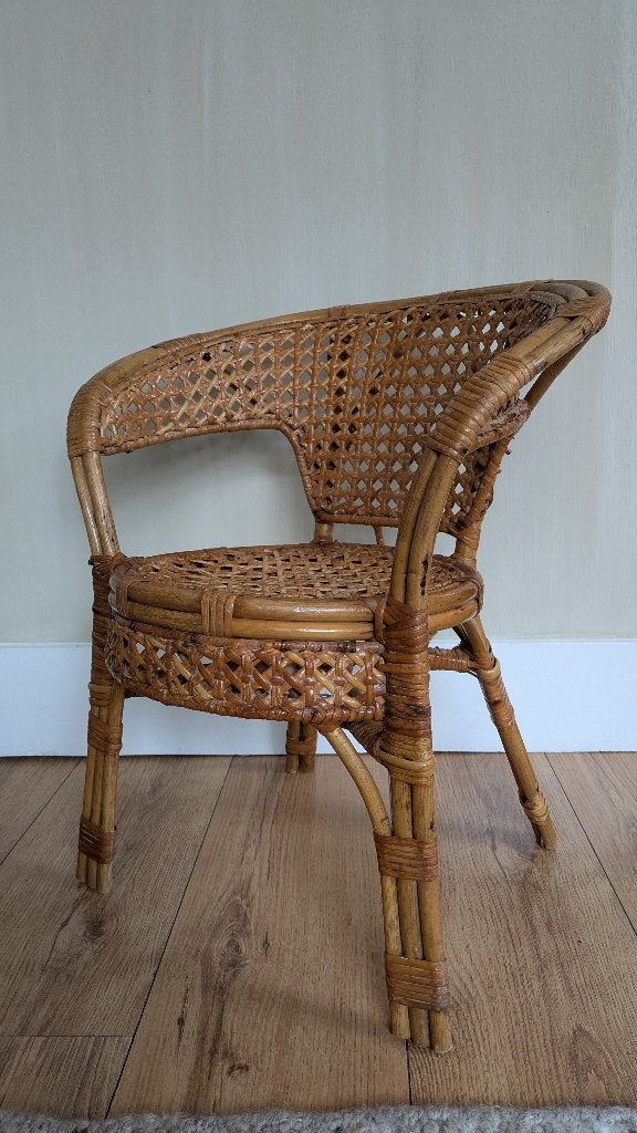 Rotan poppenstoel of plantenstoel, Ophalen, Gebruikt, Boho, Natuurlijk materiaal
