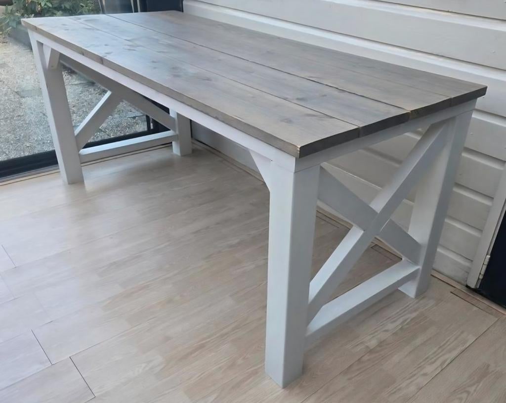 Eettafel landelijk 180x80, Ophalen, Rechthoekig, 200 cm of meer, 50 tot 100 cm