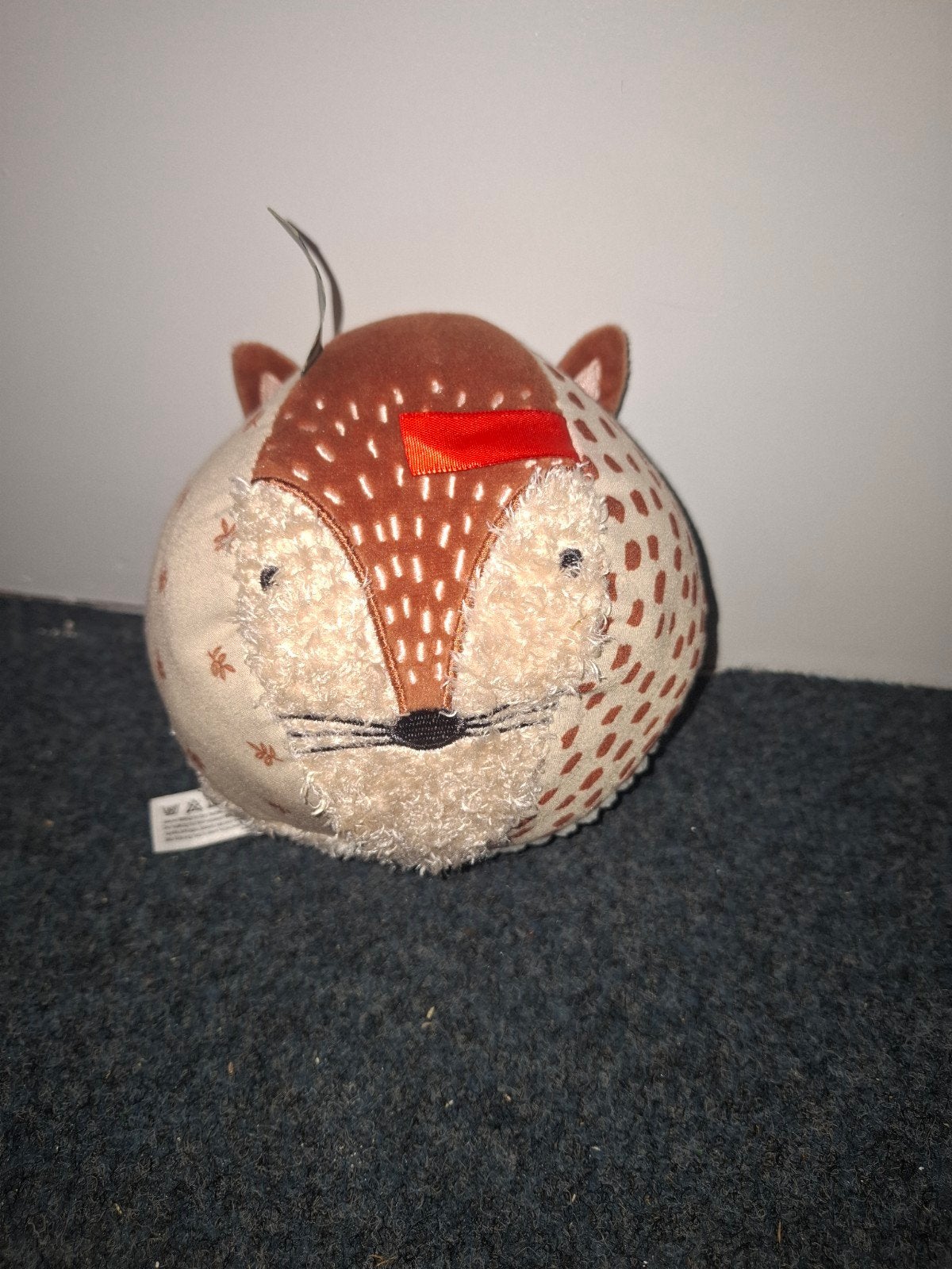 Knuffelbal Vos | Hema | zacht pluche babybal met rammelaar, Hema, Met geluid, Ophalen of Verzenden, Zo goed als nieuw