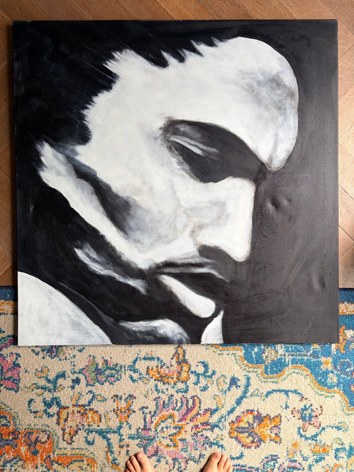 Lenny Krevitz - acryl op doek - 100x100., Ophalen, Acrylverf, Handgeschilderd, Portret