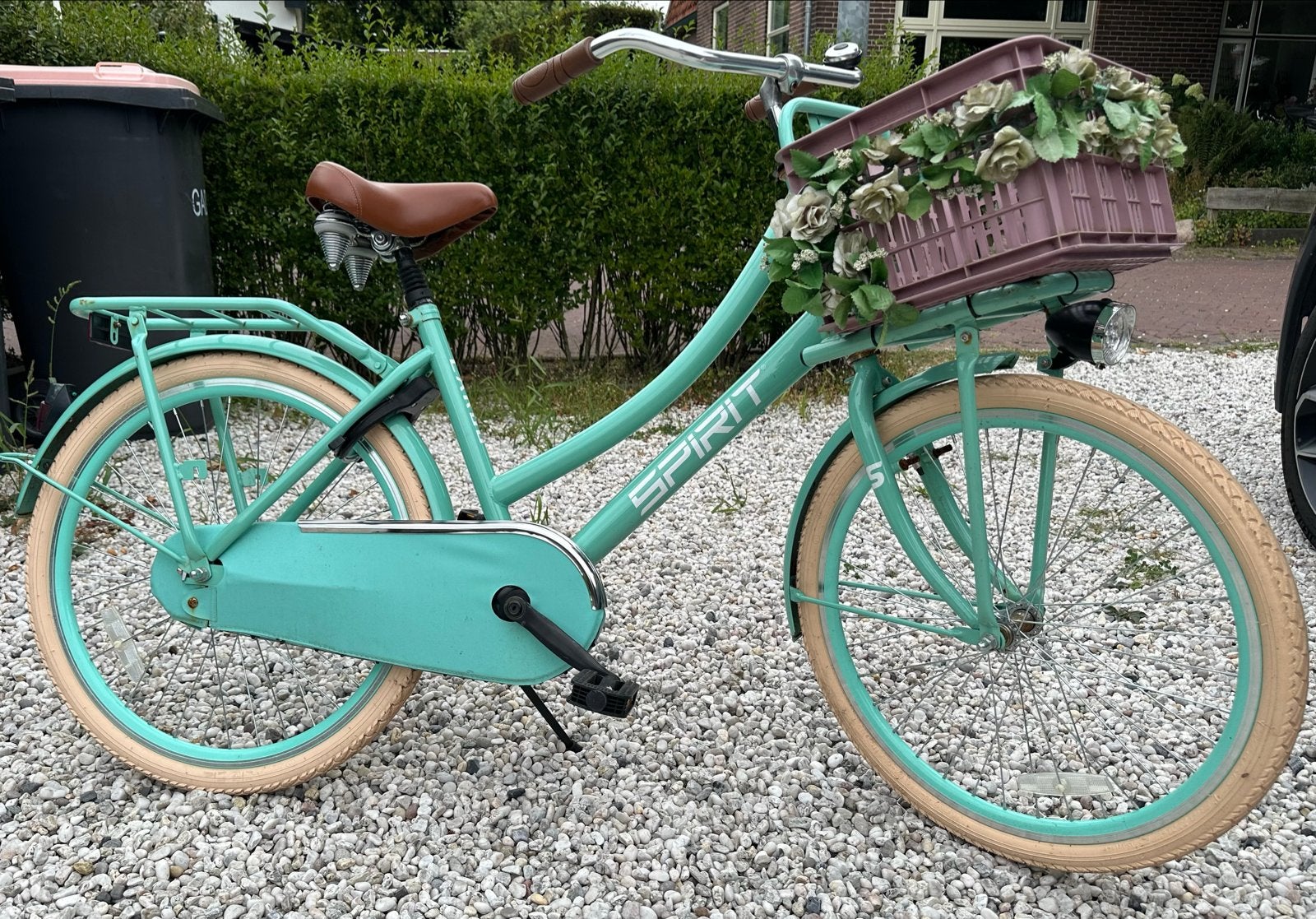 Spirit Meisjesfiets 24 inch - Mintgroen met mand, Terugtraprem, Gebruikt, Minder dan 47 cm, Ophalen
