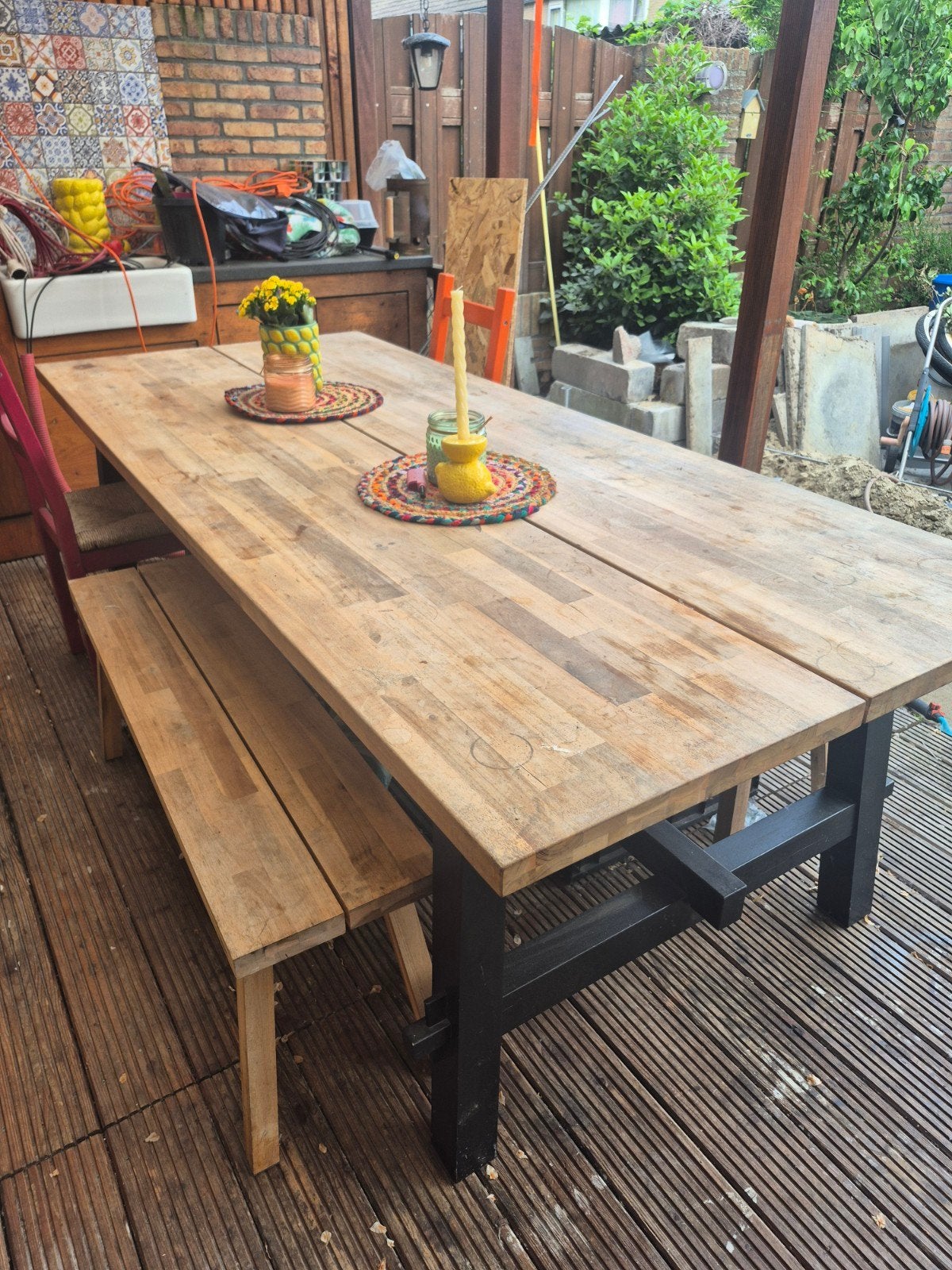 IKEA Skogsta tafel, Ophalen, Gebruikt, 100 tot 150 cm, Rustiek, robuust, buitenleven