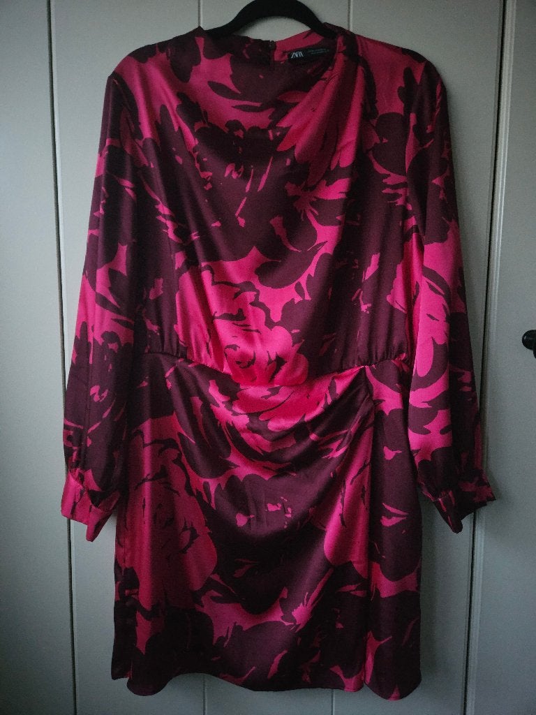 Jurk jurkje tuniek roze paarse bloem Zara XL bijna nieuw, Zara, Maat 46/48 (XL) of groter, Ophalen of Verzenden, Zo goed als nieuw