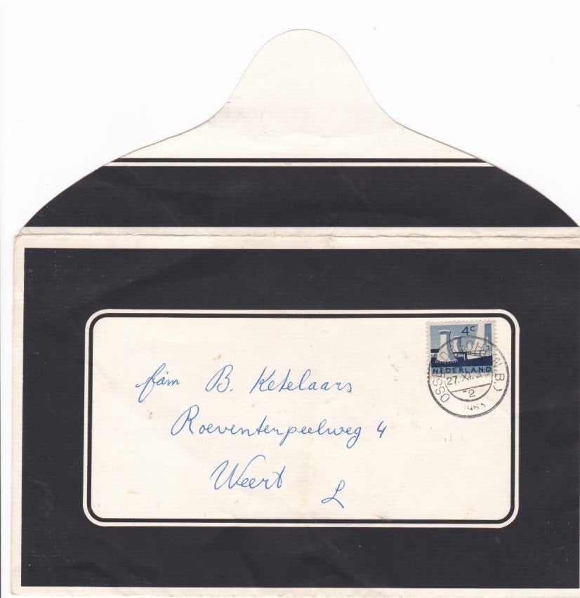 Bijzondere rouwbrief uit 1963 Verlinden de Vos Ketelaars, Ophalen of Verzenden, Rouwkaart