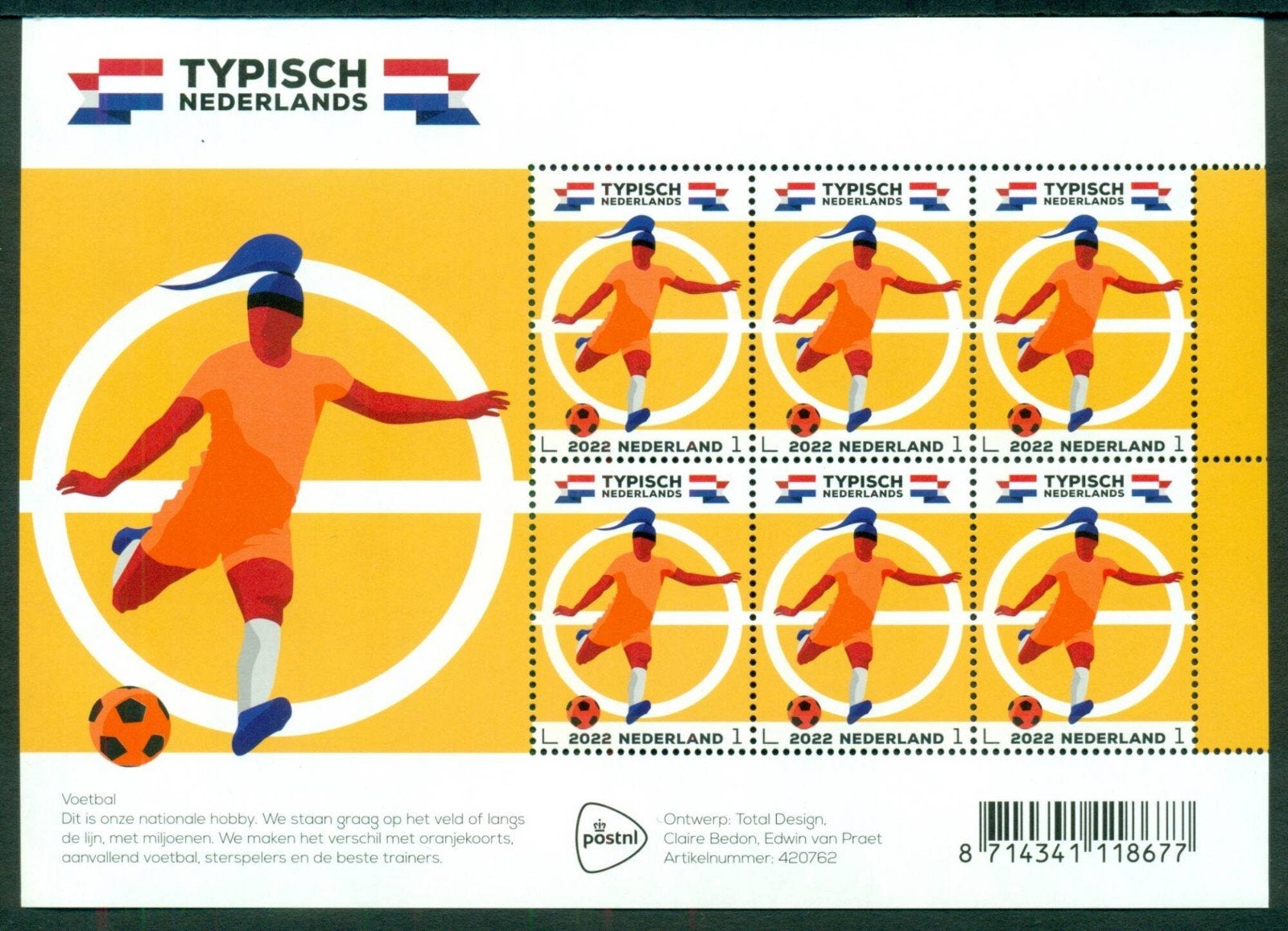 2022 Vel Typisch Nederlands Voetbal Postfris., Postzegels en Munten, Postzegels | Nederland, Verzenden, Postfris