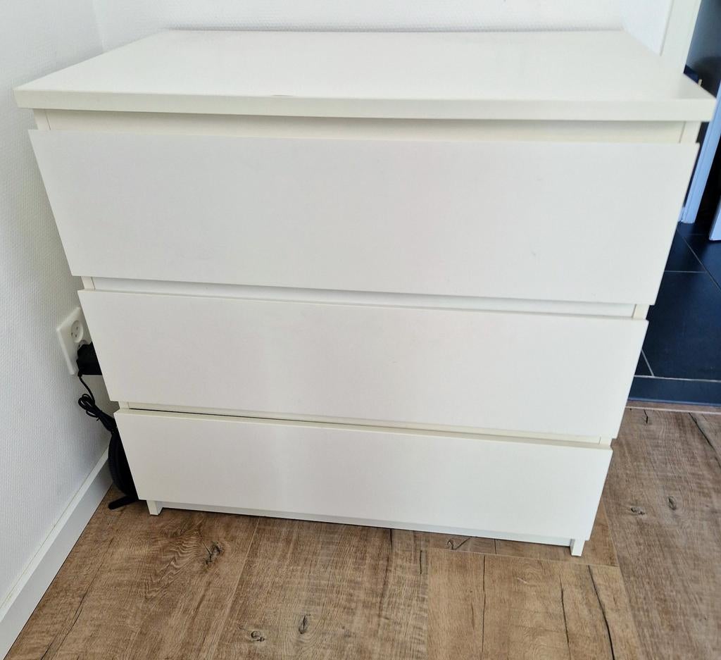 Ikea Malm ladekast met 3 lades - Wit, Ophalen, 50 tot 100 cm, Zo goed als nieuw, 3 of 4 laden