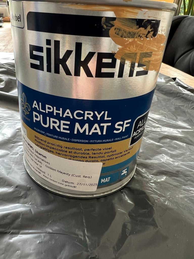 Sikkens Alphacryl Pure Mat SF - Golden Majesty, Gebruikt, Bruin, Ophalen of Verzenden, Verf