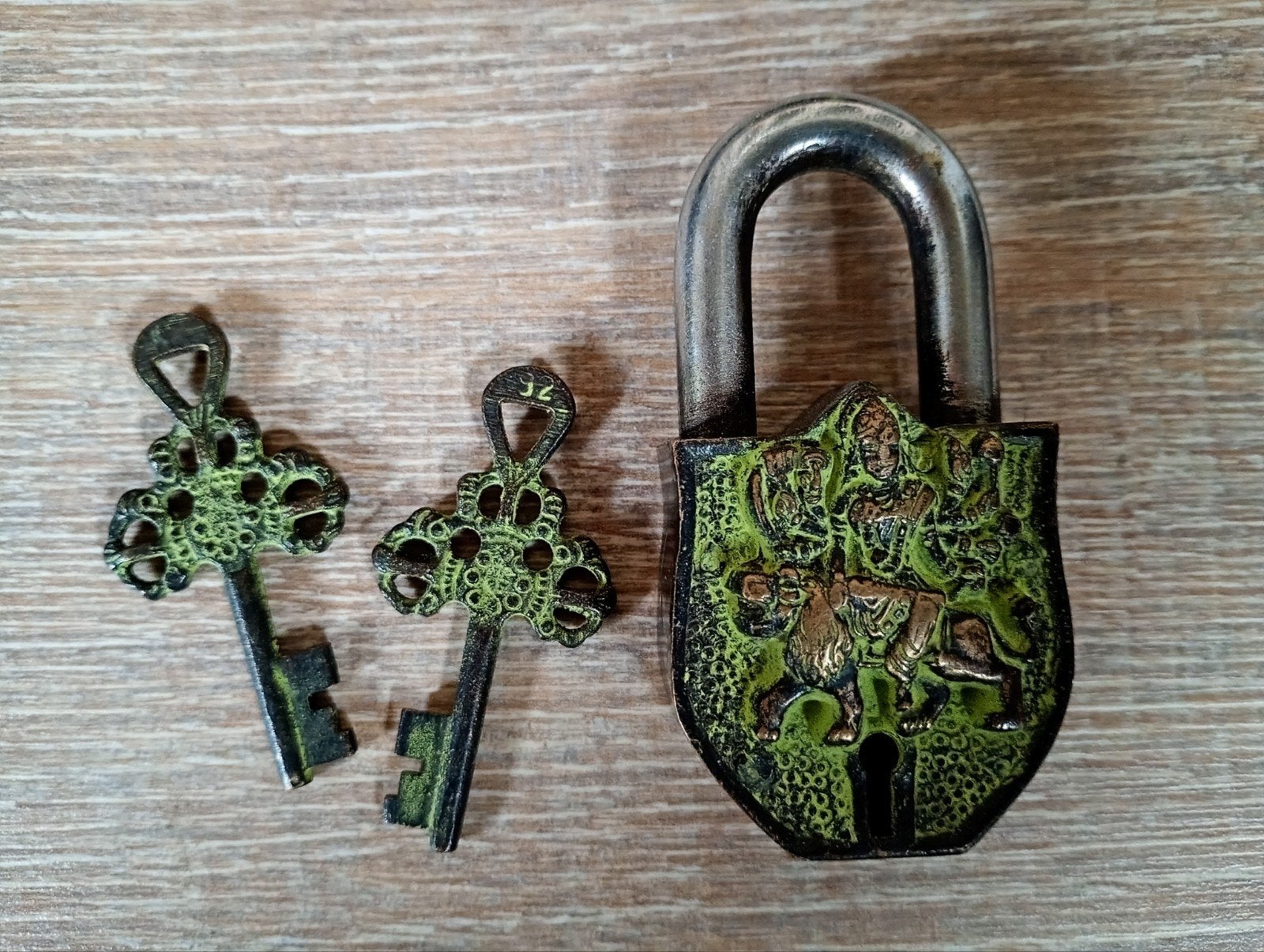 Decoratief hangslot met sleutels, vintage stijl, Ophalen of Verzenden