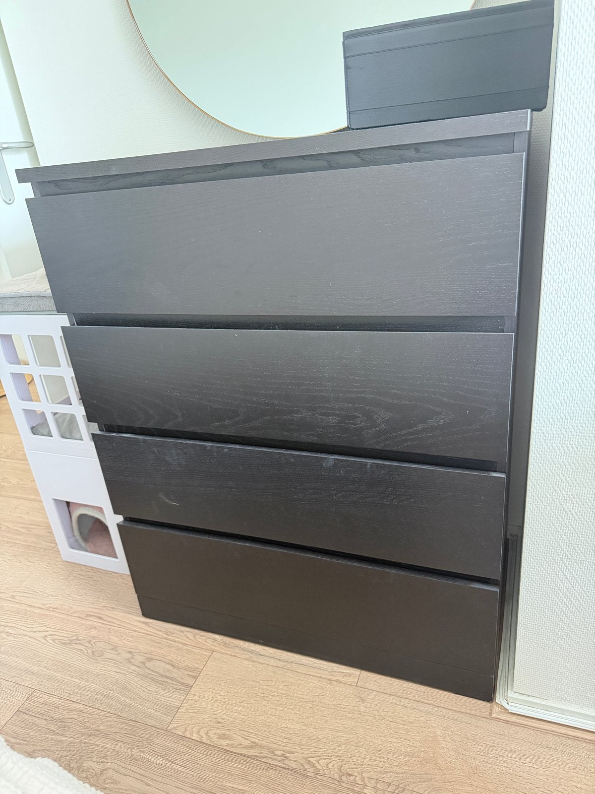Ikea Malm ladekast zwartbruin 4 lades 80x100 cm, 100 tot 150 cm, Zo goed als nieuw, 3 of 4 laden, 25 tot 50 cm