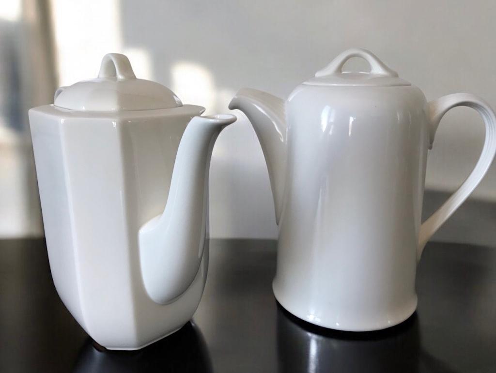 2 villeroy & boch thee-koffiepotten wit porselein Bone China, Ophalen, Overige typen, Zo goed als nieuw, Overige stijlen