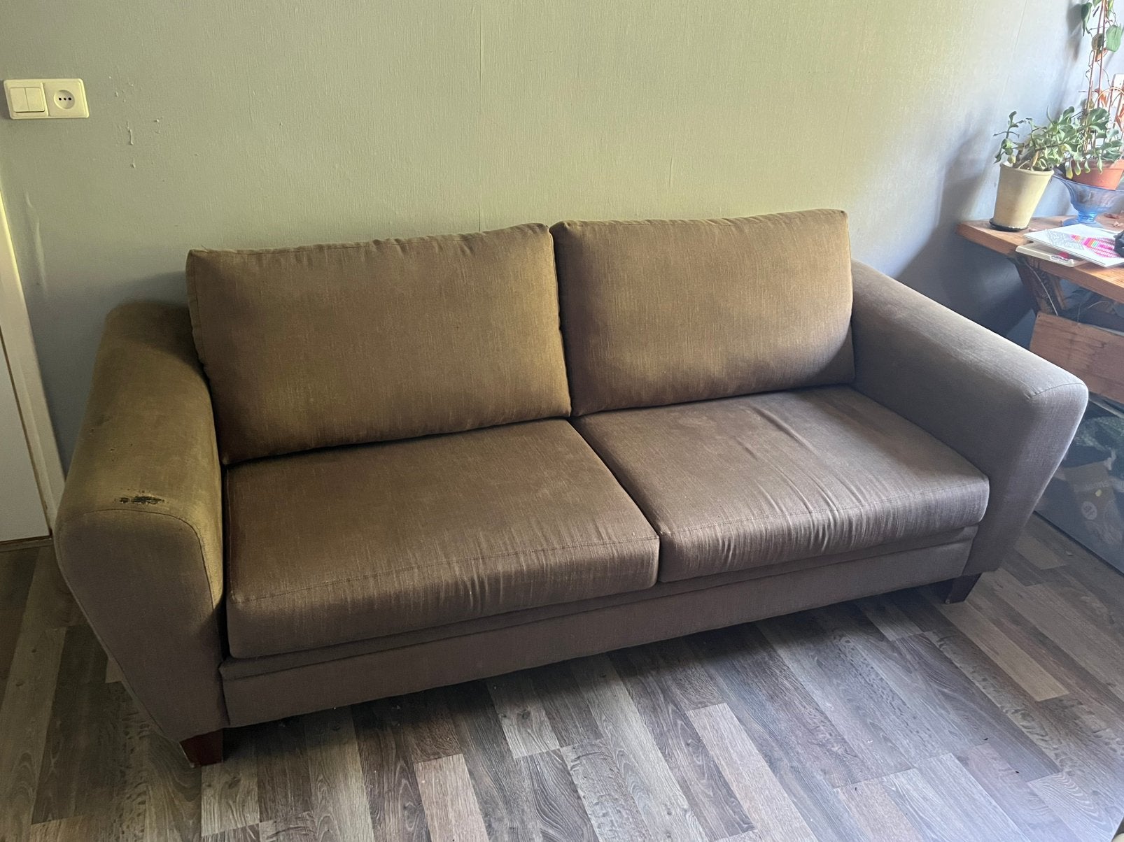 Stoffen bank, Ophalen, Gebruikt, 75 tot 100 cm, Rechte bank