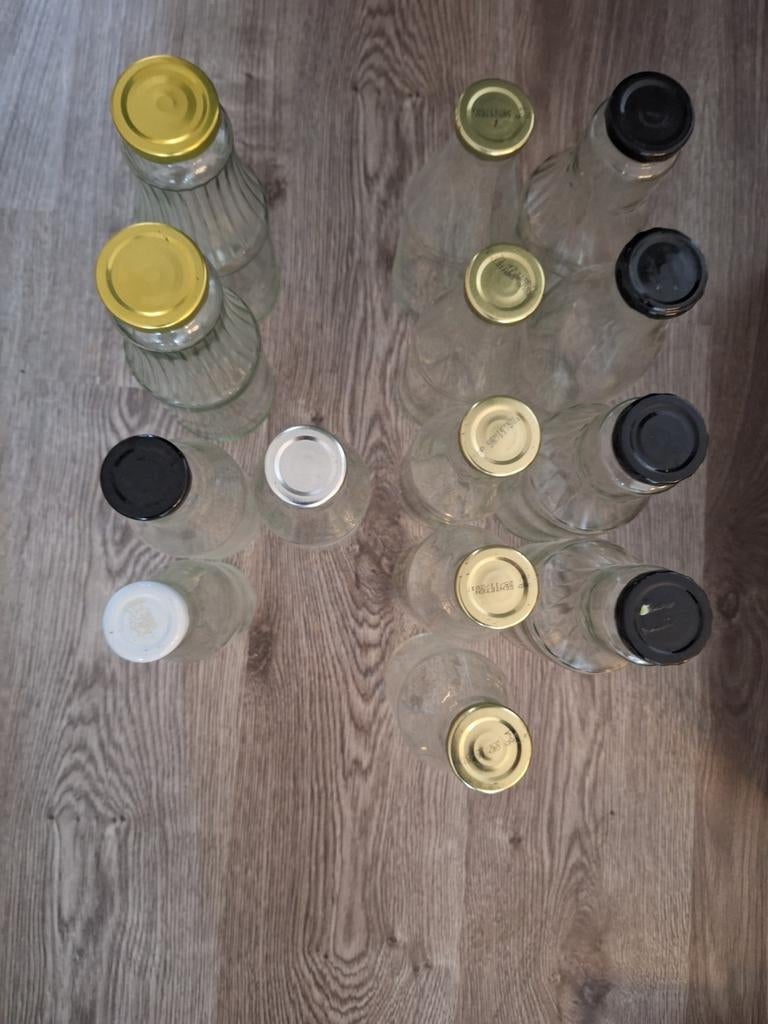 14 Glazen flessen om zelf sap in te maken, Ophalen, Glas, Pot, Bus of Blik