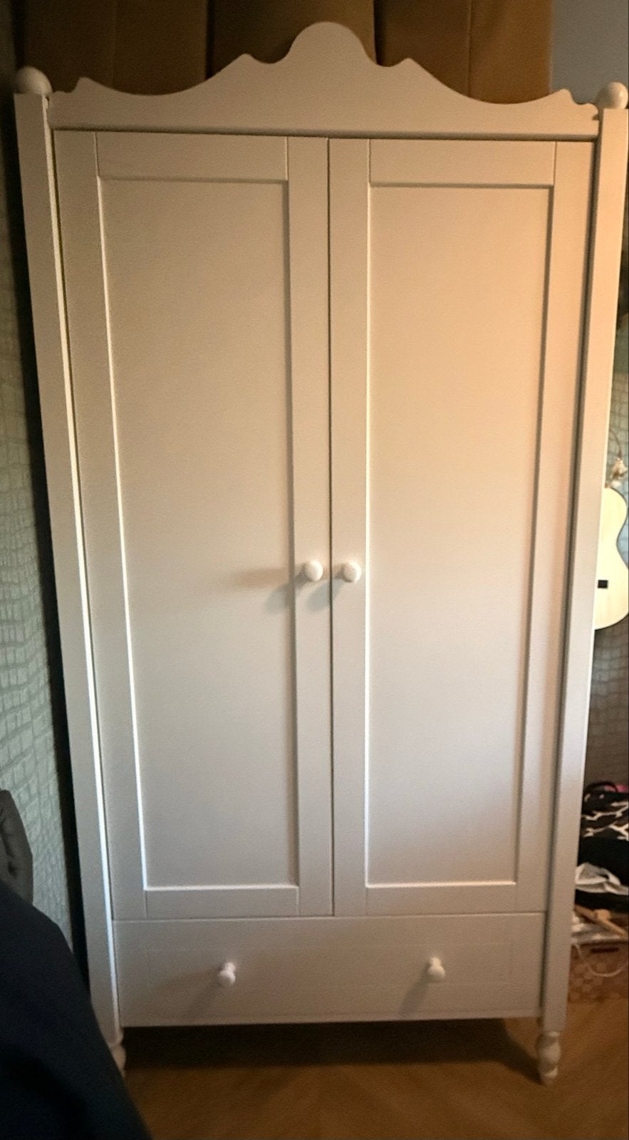 Witte kledingkast met lade en hangruimte, Ophalen, Gebruikt, 100 tot 150 cm, 200 cm of meer