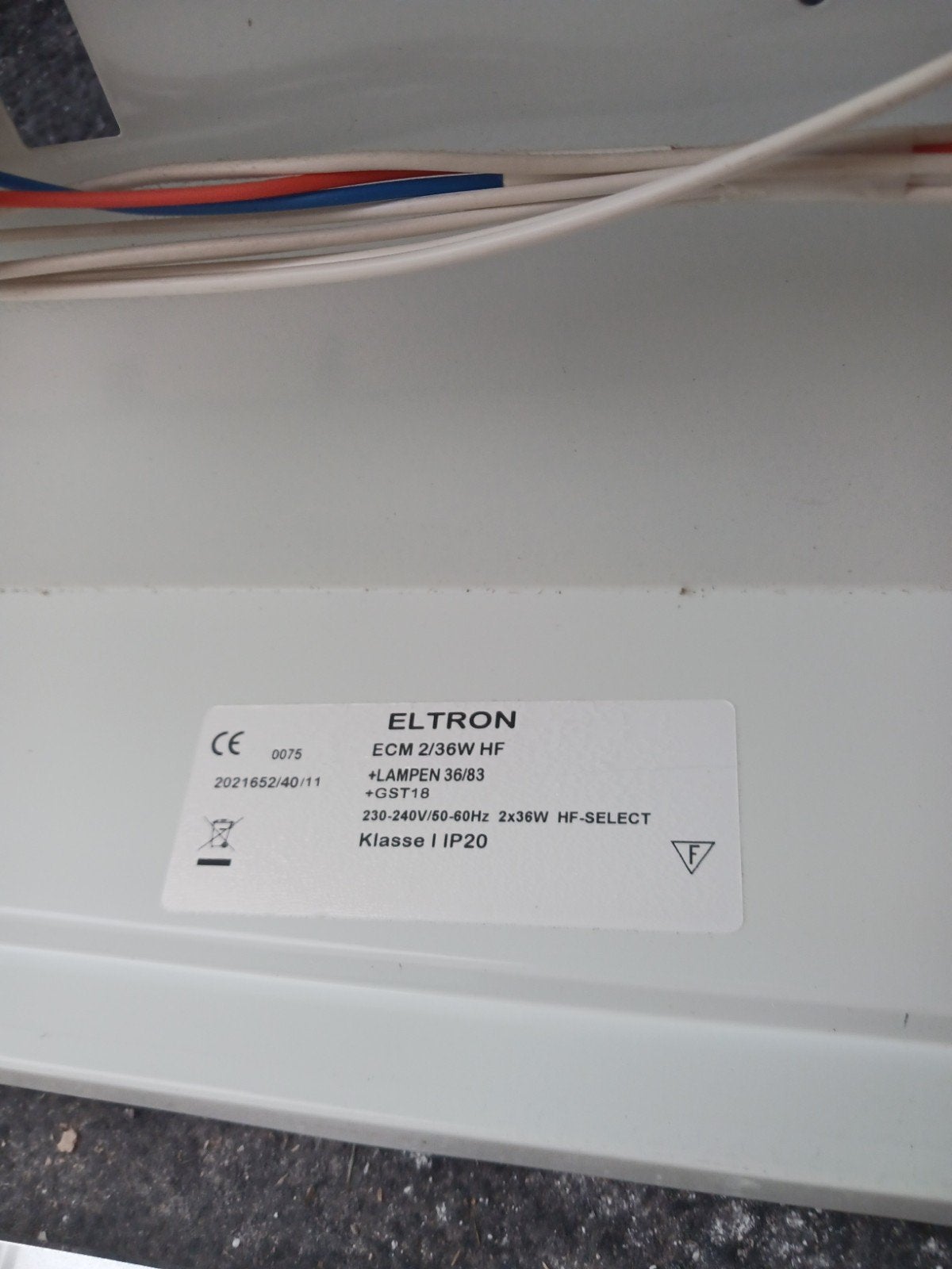 Eltron TL-armatuur 2x36W HF met Philips ballast, Ophalen, Gebruikt, Metaal
