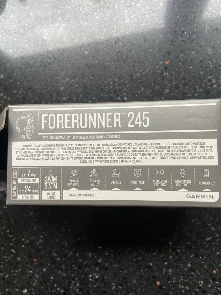 Garmin Forerunner 245 GPS Hardloop Smartwatch, Sieraden, Tassen en Uiterlijk, Sporthorloges, Ophalen, Waterdicht, Grijs, Android