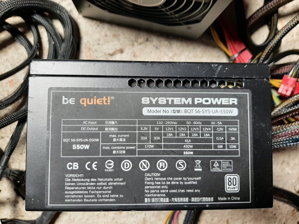 BeQuiet Sharkoon PC voeding ups  550watt, Ophalen, Zo goed als nieuw