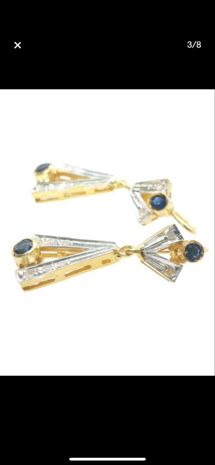 Gouden en Zilveren Oorbellen met Saffier and diamond, Ophalen of Verzenden, Met edelsteen, Goud, Hangers