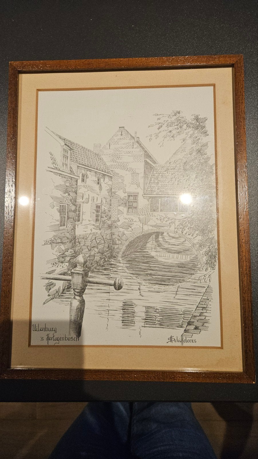 tekening 'Uilenburg 's Hertogenbosch' - Schuffelee, Antiek en Kunst, Ophalen of Verzenden, Tekening, Pentekening, Gesigneerd