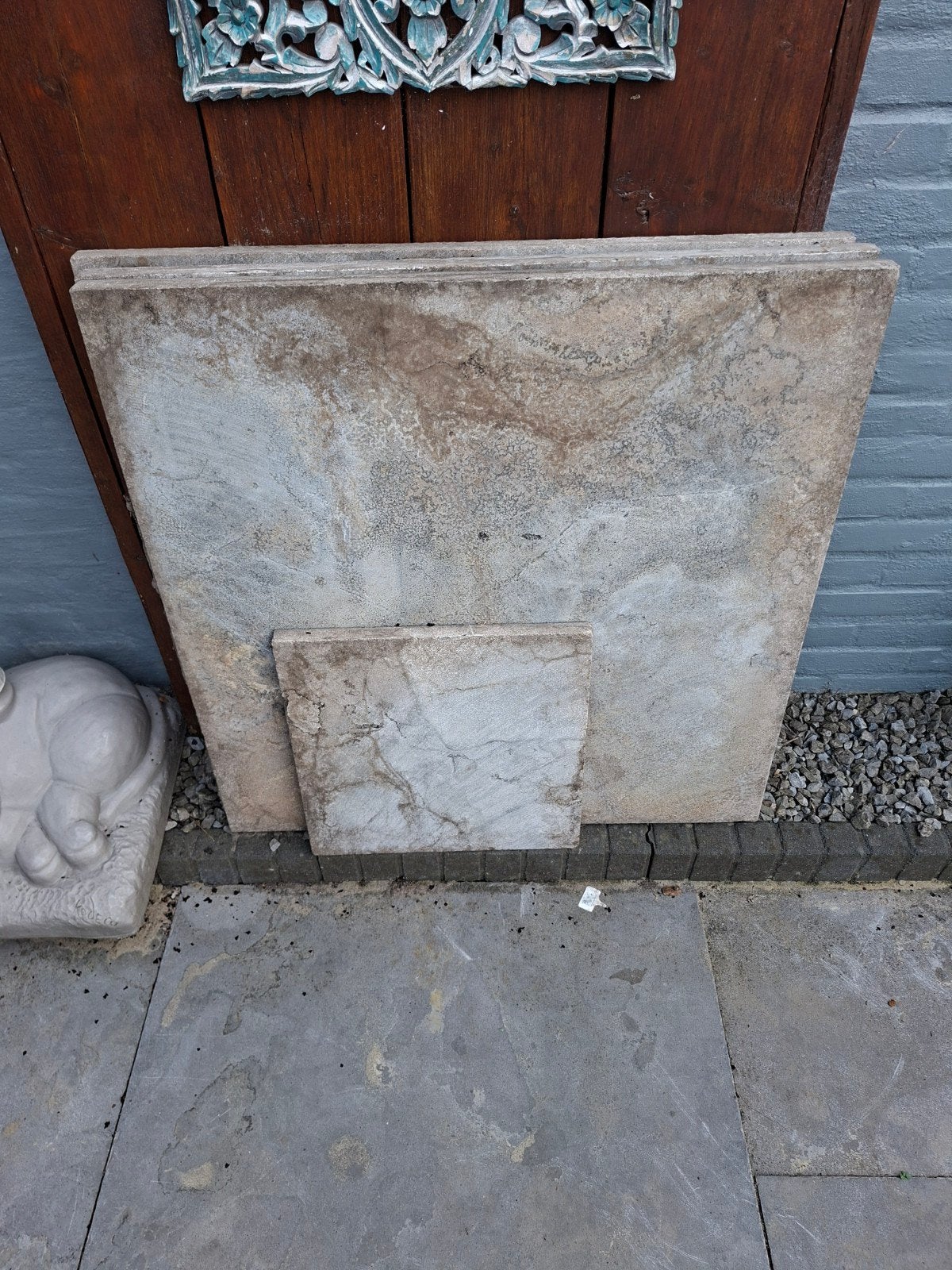 Gebruikte Chinese hardsteen terrastegels 80x80 en 40x40, Doe-het-zelf en Verbouw, Tegels, Ophalen, 60 cm of meer, Gebruikt, Hardsteen