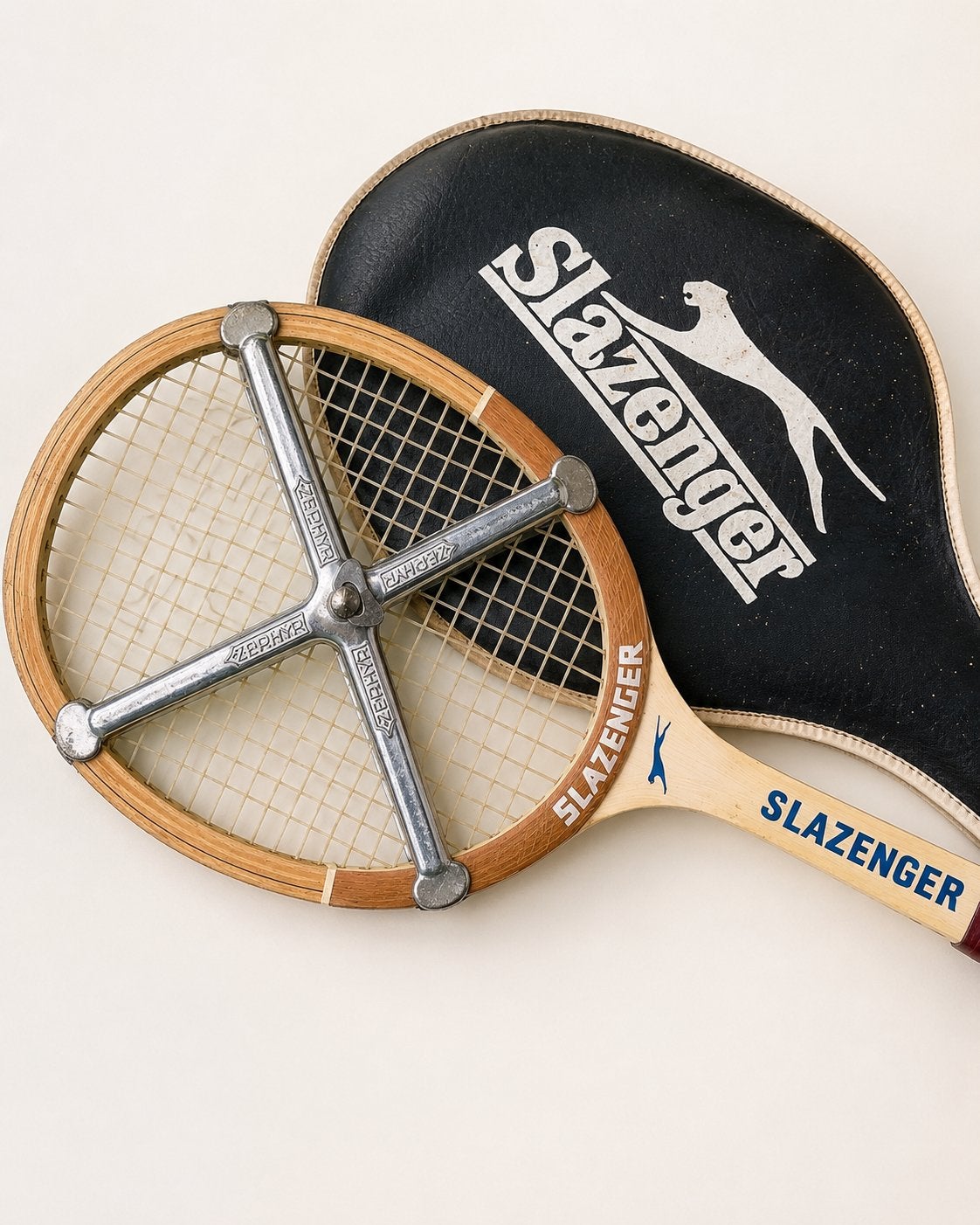 Slazenger Smash tennisracket met Zephyr racketpers – vintage, Sport en Fitness, Tennis, Ophalen of Verzenden, Zo goed als nieuw