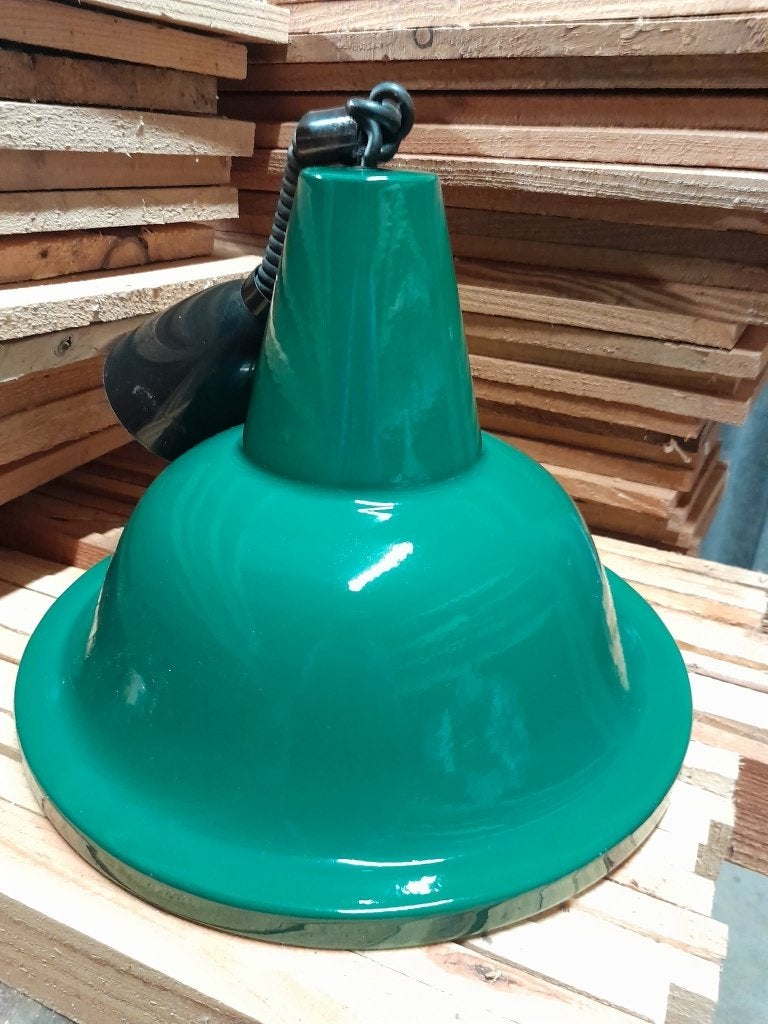 Grote groene industriële hanglamp, Ophalen of Verzenden, Zo goed als nieuw, Kunststof, Industrieel